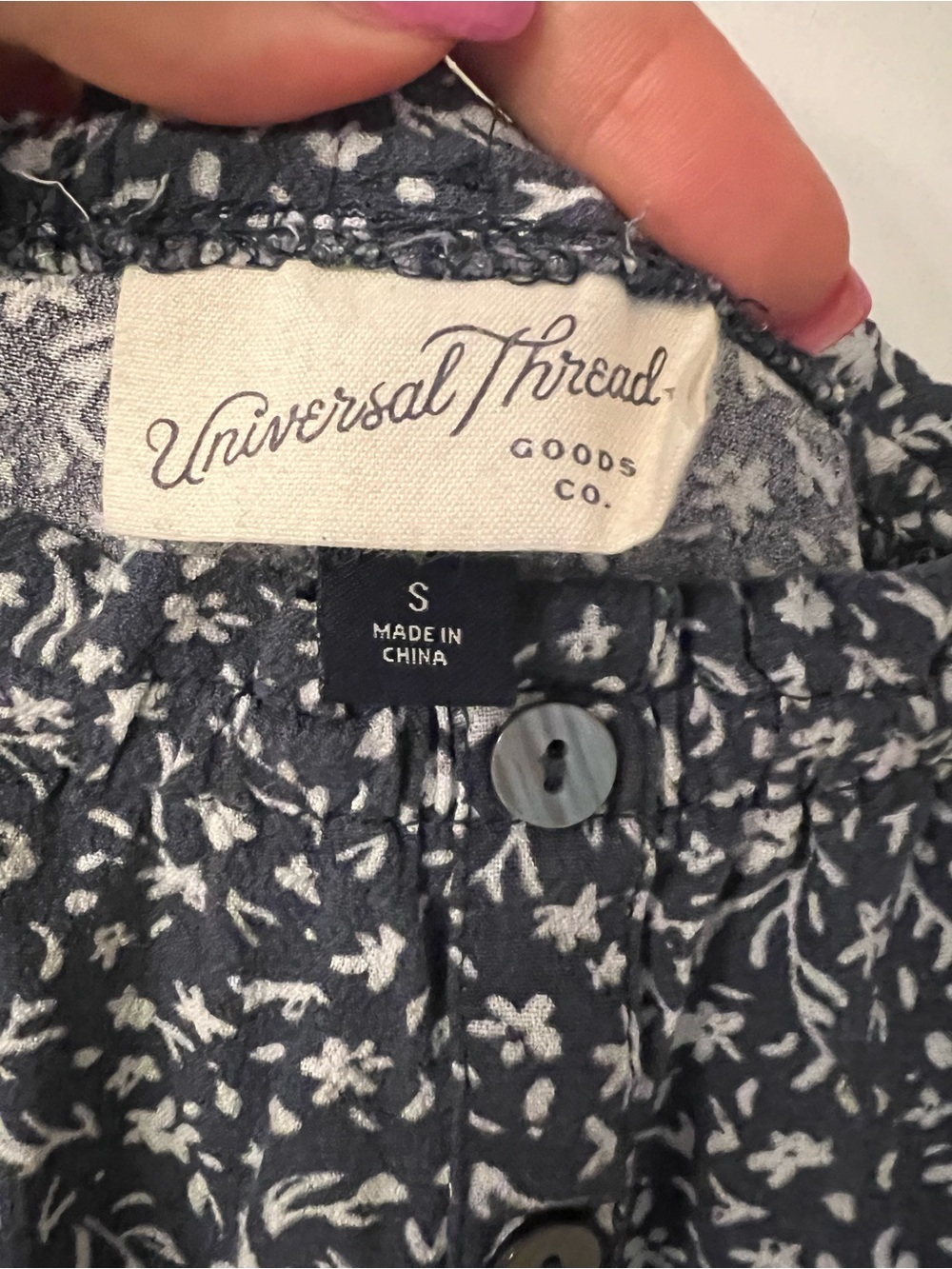 Universal Thread Navy and White Floral Button-Front Dress - Picture 3 of 5